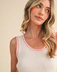 Penny Picot Trim Ribbed Knit Tank