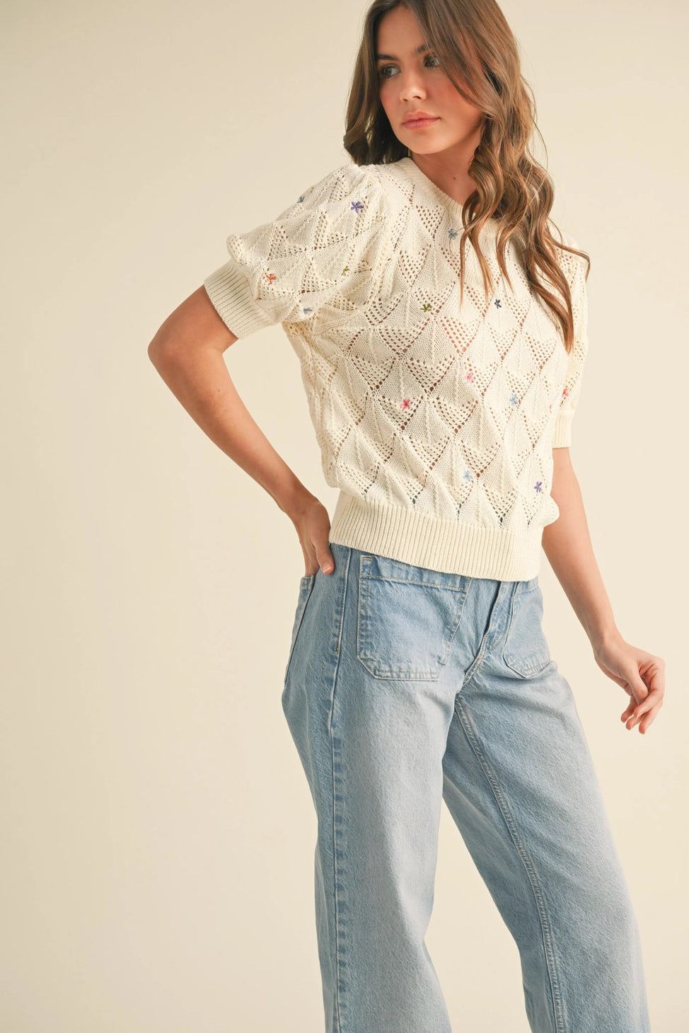 Marsella Knit Sweater with Floral Embroidery