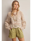 Claire Crochet Lace Long Sleeve Top