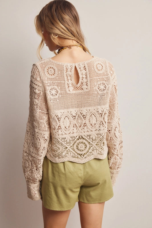 Claire Crochet Lace Long Sleeve Top