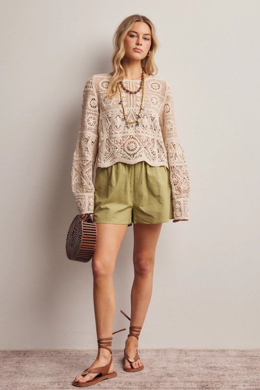 Claire Crochet Lace Long Sleeve Top