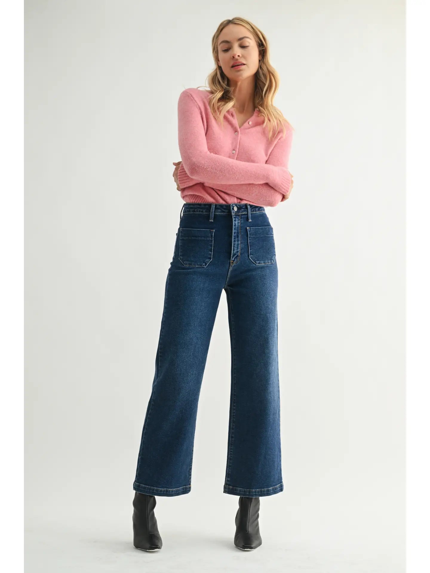 Patch Pocket Wide Leg Denim