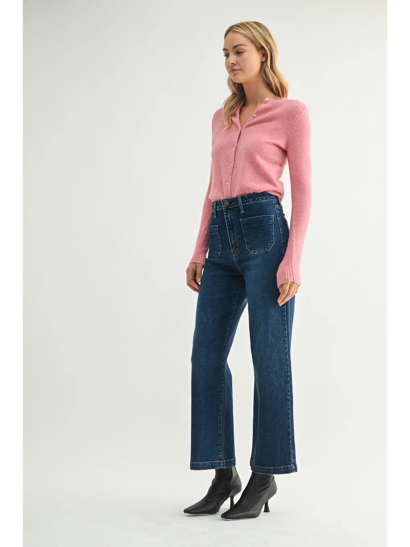 Patch Pocket Wide Leg Denim