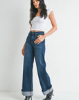 Cuffed Palazzo Denim