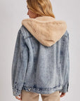 Jenna Faux Fur Hooded Denim Jacket