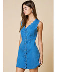 Daria Denim Scalloped Mini Dress