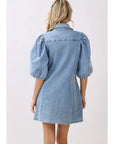 Darla Denim Puff Sleeve Mini Dress - Plus Size