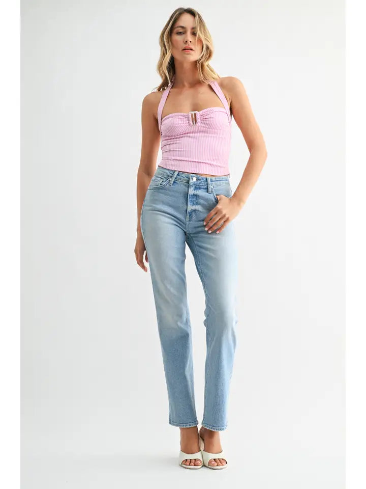 Stacie Mid Rise Stovepipe Straight Leg