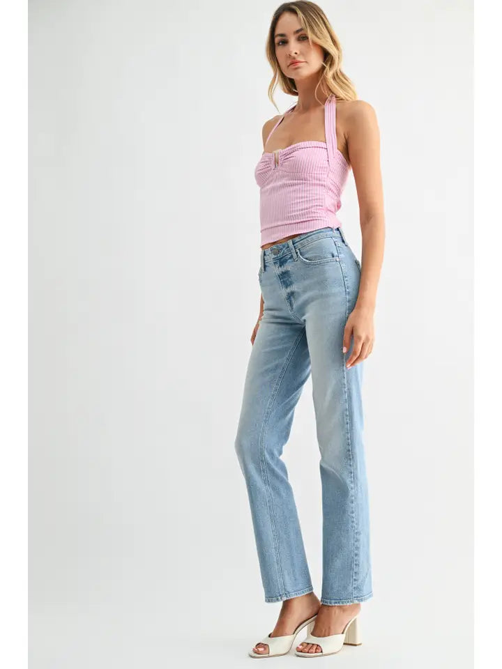 Stacie Mid Rise Stovepipe Straight Leg