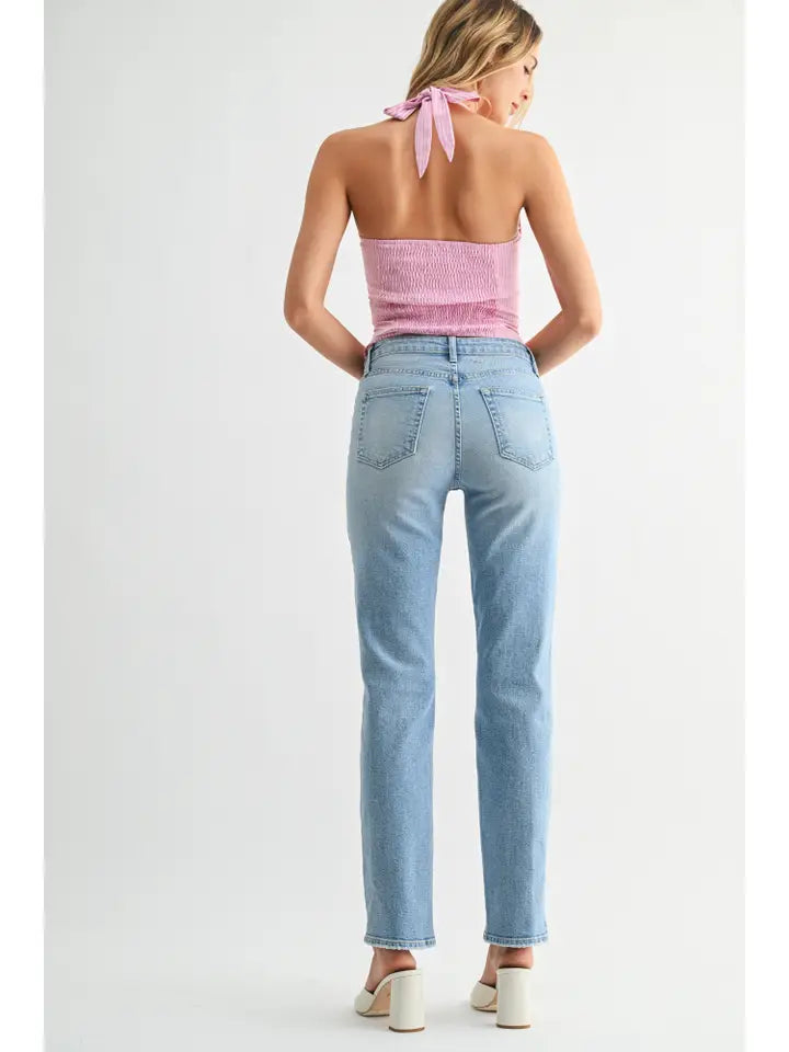 Stacie Mid Rise Stovepipe Straight Leg