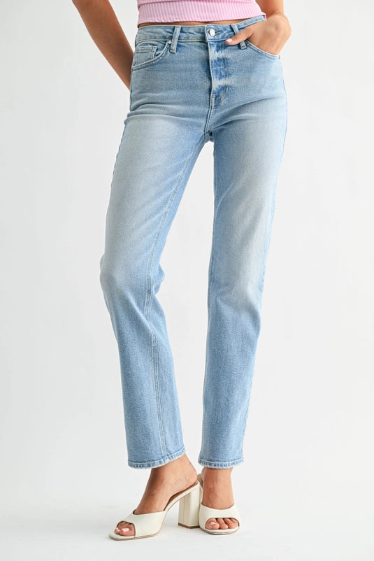 Stacie Mid Rise Stovepipe Straight Leg