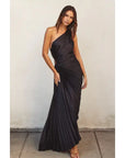 Laney Asymmetrical Pleated Maxi Dress
