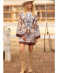 Larter Border Print Mini Dress
