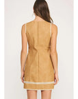 Whipstitch Crochet Detail Faux Leather Mini Dress