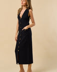Sleeveless Sweater Button Down Maxi Dress