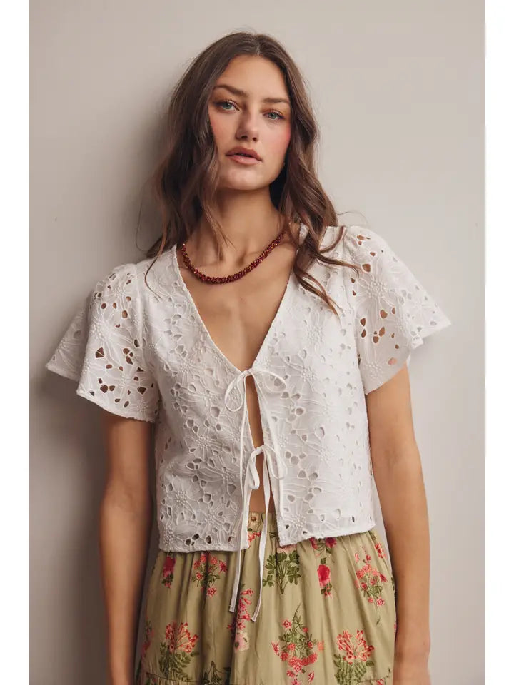 Kaia Eyelet Tie Top