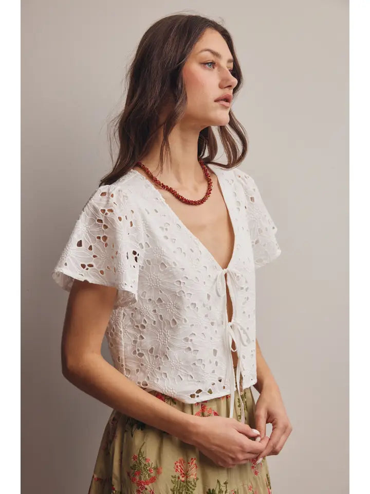Kaia Eyelet Tie Top