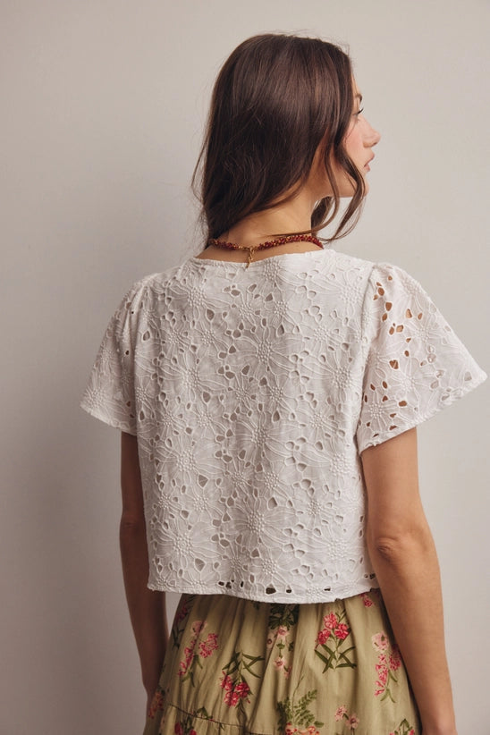 Kaia Eyelet Tie Top