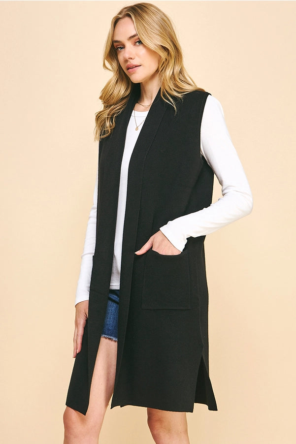 Faye Sleeveless Open Knit Cardigan