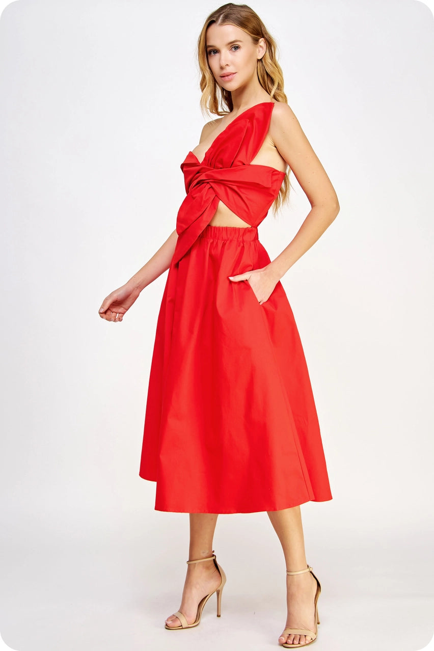 Fiona Knotted Bow Midi Dress