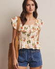 Liana Floral Ruffle Neck Blouse