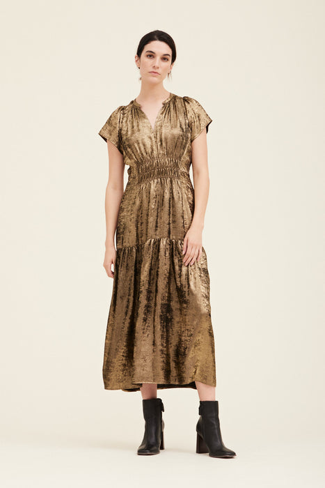 Genova Gold Shine Midi Dress