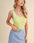 Penny Picot Trim Ribbed Knit Tank