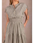 Natalie Striped Cotton Midi Dress