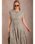 Natalie Striped Cotton Midi Dress