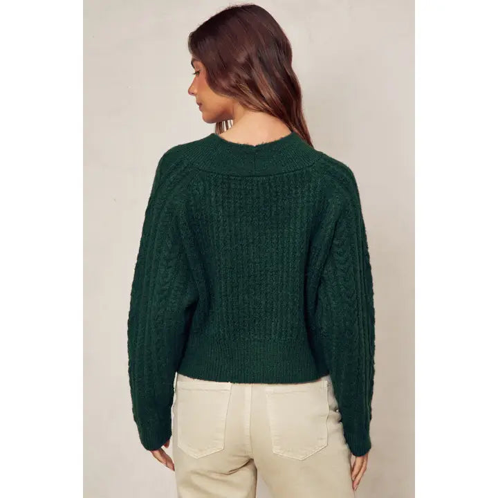 Fuzzy Cable Knit Cardigan