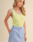 Penny Picot Trim Ribbed Knit Tank