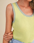 Penny Picot Trim Ribbed Knit Tank