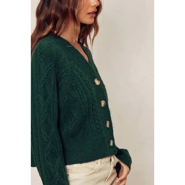 Fuzzy Cable Knit Cardigan
