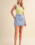 Penny Picot Trim Ribbed Knit Tank