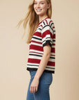 Carrie Crochet Striped Knit Top