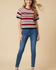 Carrie Crochet Striped Knit Top