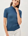 Isla Mock Neck Short Sleeve Knit Sweater