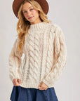 Mock Neck Cable Knit Sweater