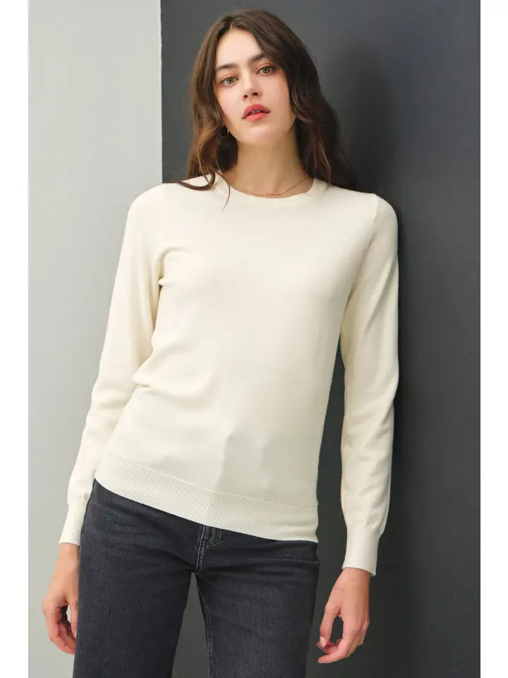 Viscose Crew Neck Soft Knit Sweater