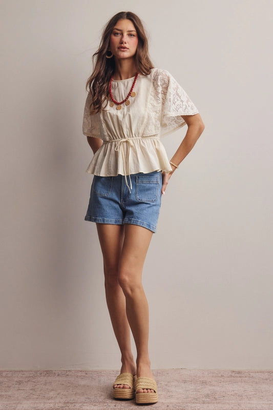 Lauren Lace Peplum Top