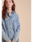 Winnie Washed Snap Button Denim Shacket