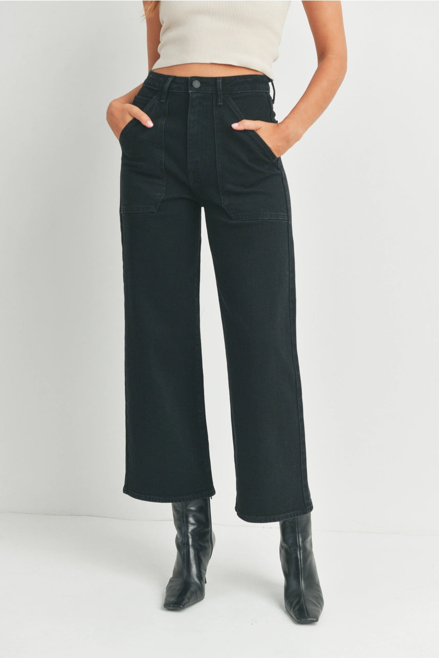 Cargo Pocket Wide Leg Denim