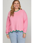 Jessie Scallop Hem Sweater - Plus Size