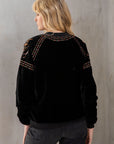 Katie Embroidered Velvet Bomber Jacket