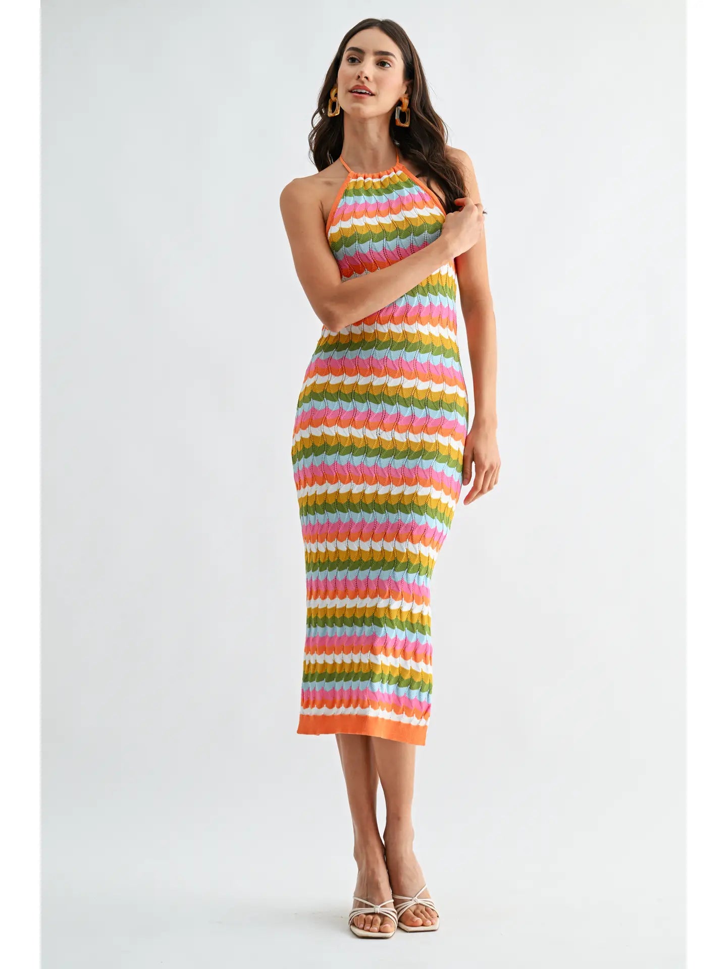 Kylie Knitted Halter Midi Dress