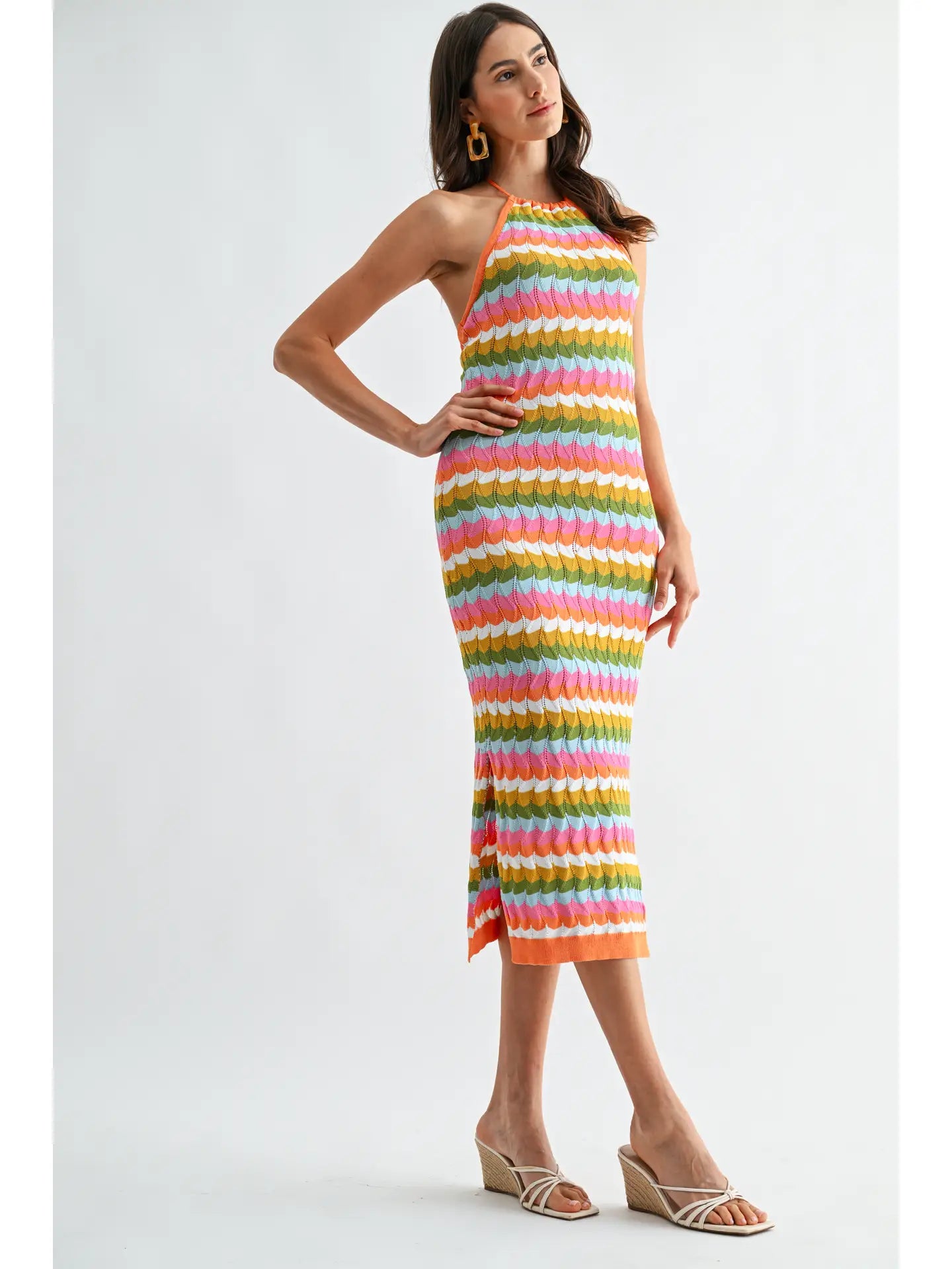 Kylie Knitted Halter Midi Dress
