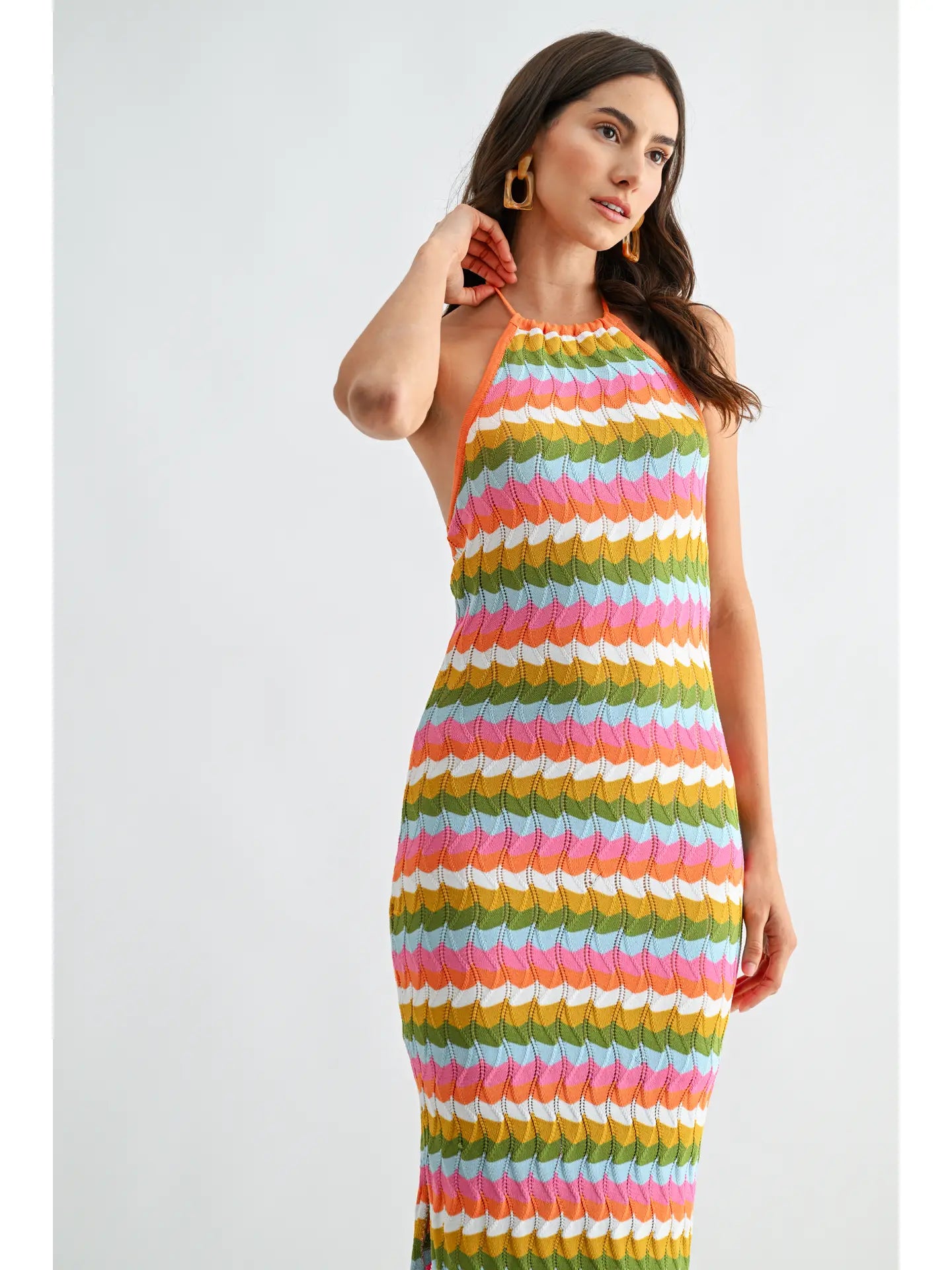 Kylie Knitted Halter Midi Dress