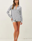 Lucy Linen Blended Stripe Boxy Shirt-Denim