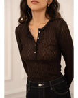 Lace Top with Round Neck Buttons