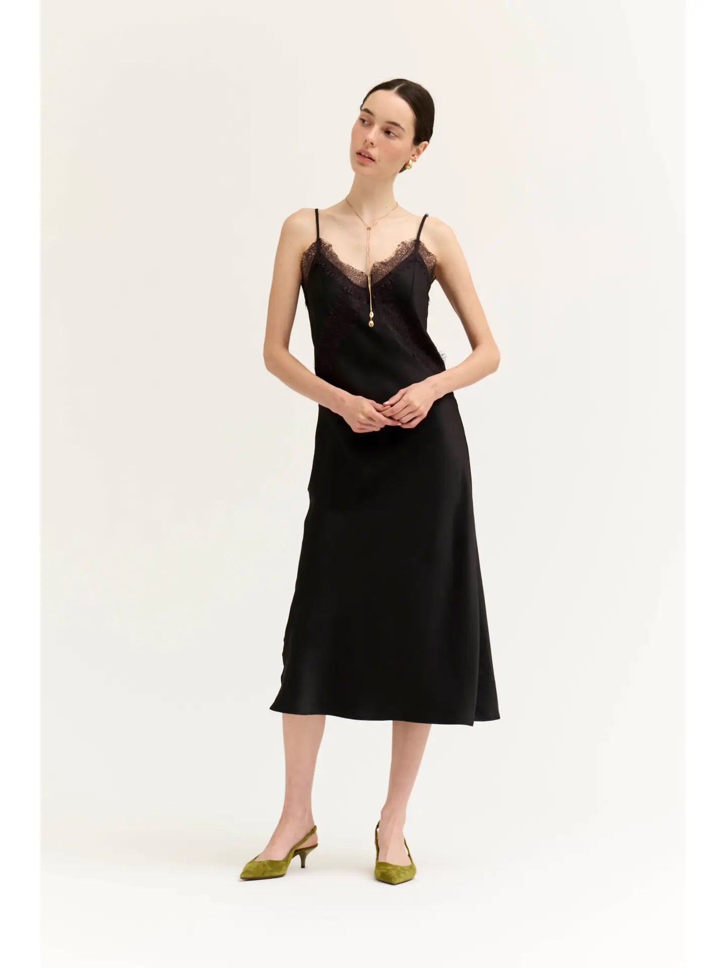 Lotti Lace Satin Midi Dress